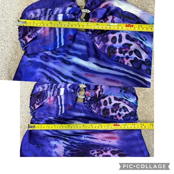 Jolie purple blue leopard animal print sweetheart mermaid open back gown dress - Picture 16 of 17